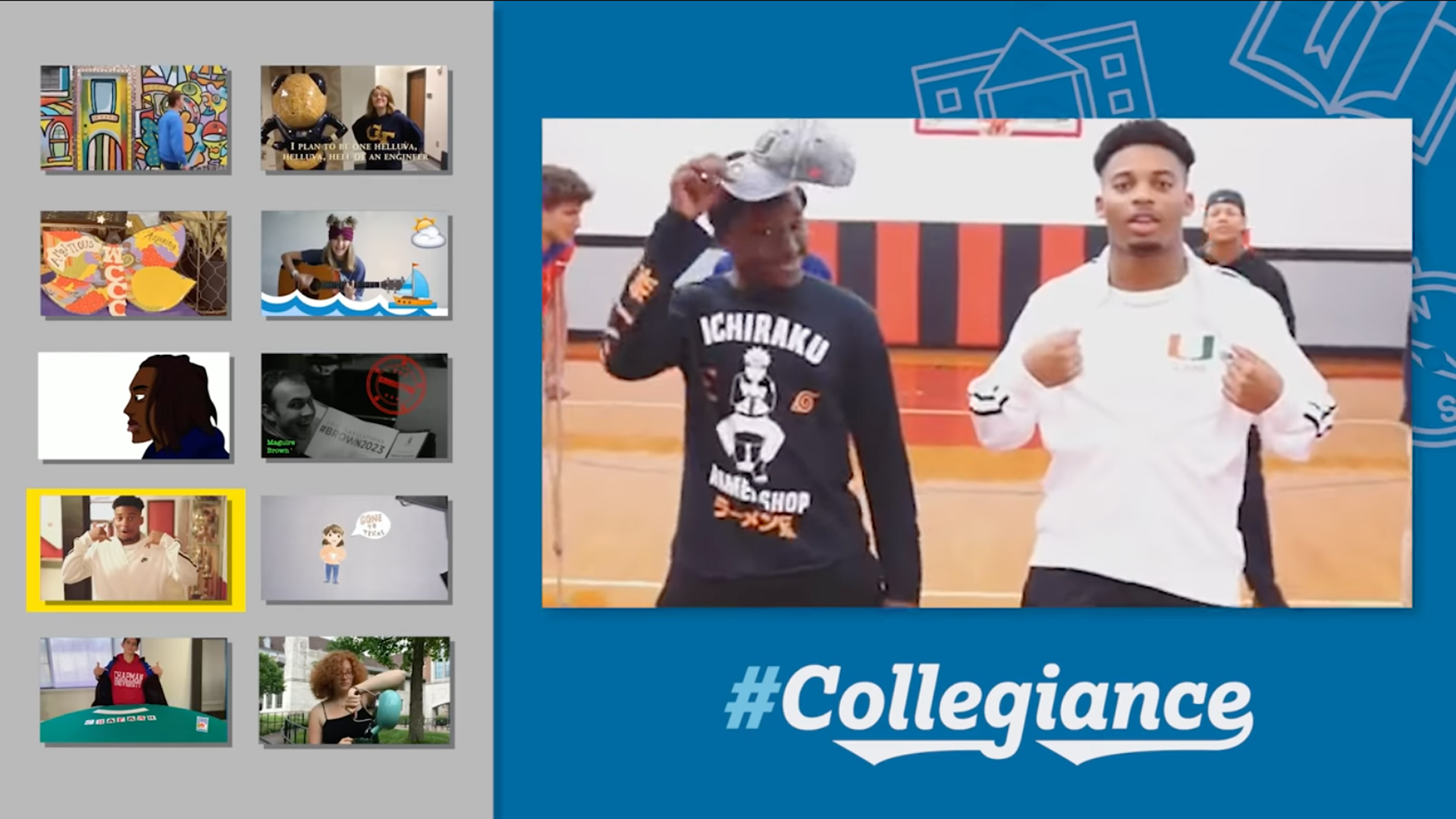 A compilation video of the 2019 Collegiance contest winners.